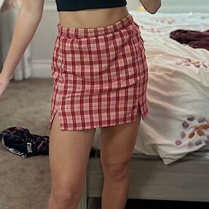 john galt red plaid skirt